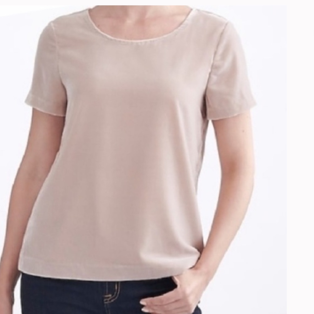 J Cree Blush Nude Short Sleeve Blouse size Large NWT